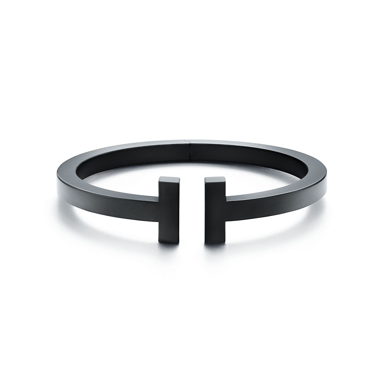 T square bracelet in black-coated steel 