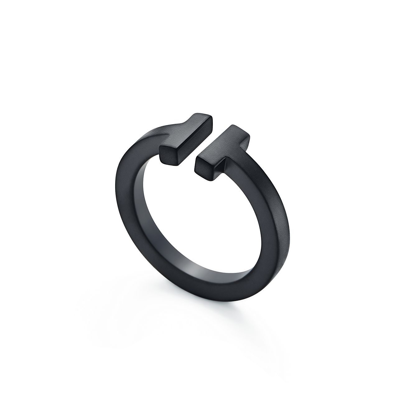 Tiffany T Square Ring in Black-coated Steel | Tiffany & Co.