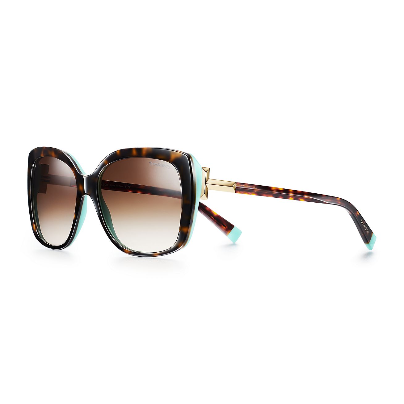 Tiffany T square sunglasses in tortoise and Tiffany Blue® acetate 