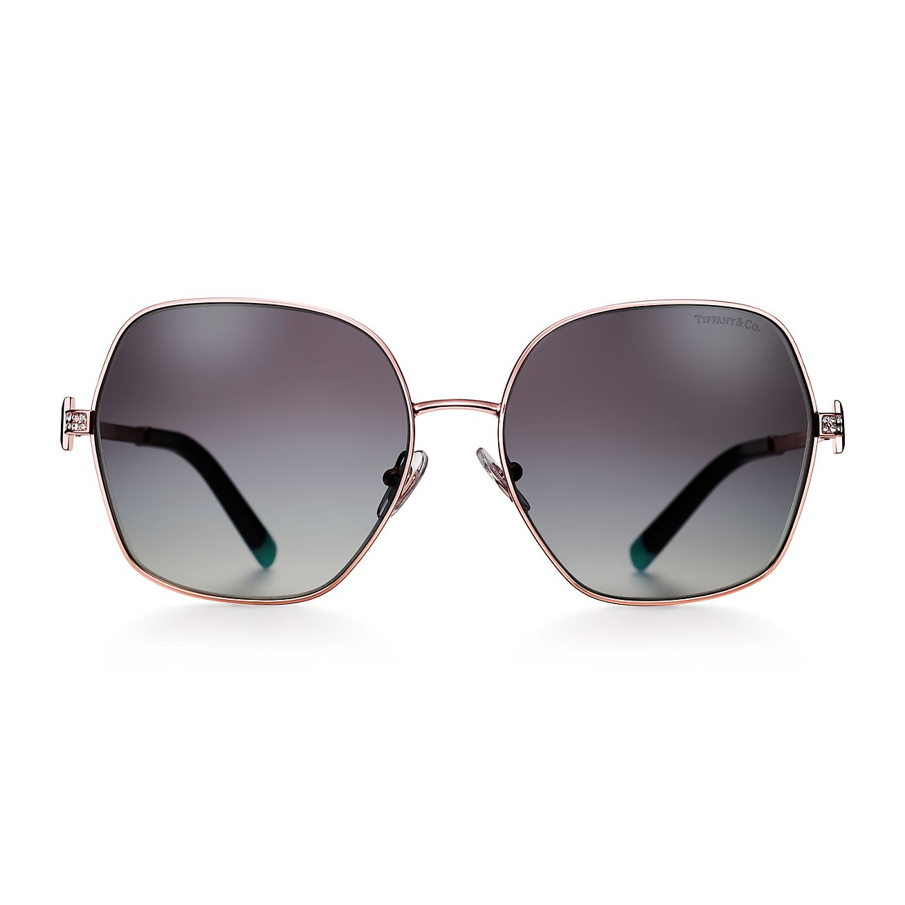 Authentic Tiffany and Co.  Pale Gold-colored Metal with Gray Gradient Lens Tiffany T Sunglasses in Pale Gold-colored Metal with  main image 2
