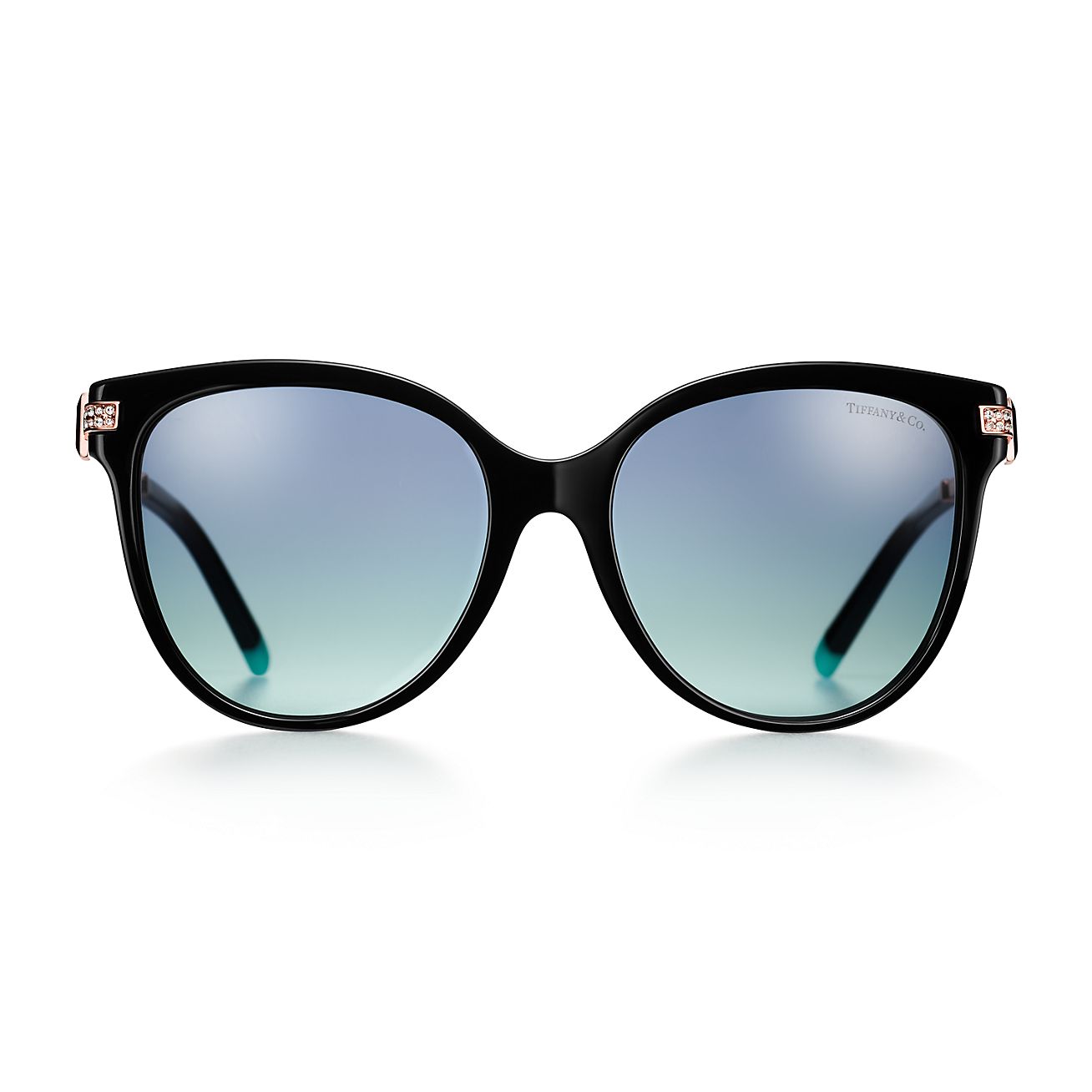 Tiffany T Sunglasses in Black Acetate with Gradient Tiffany Blue® Lenses |  Tiffany u0026 Co.