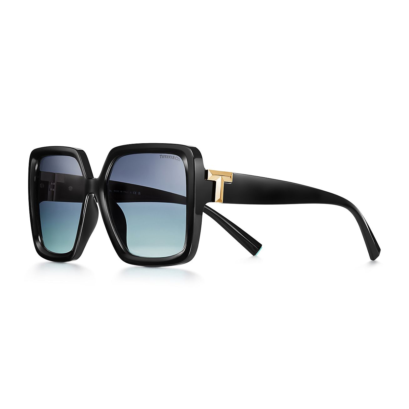 Tiffany T Sunglasses in Black Acetate with Tiffany Blue Lenses | Tiffany &  Co.