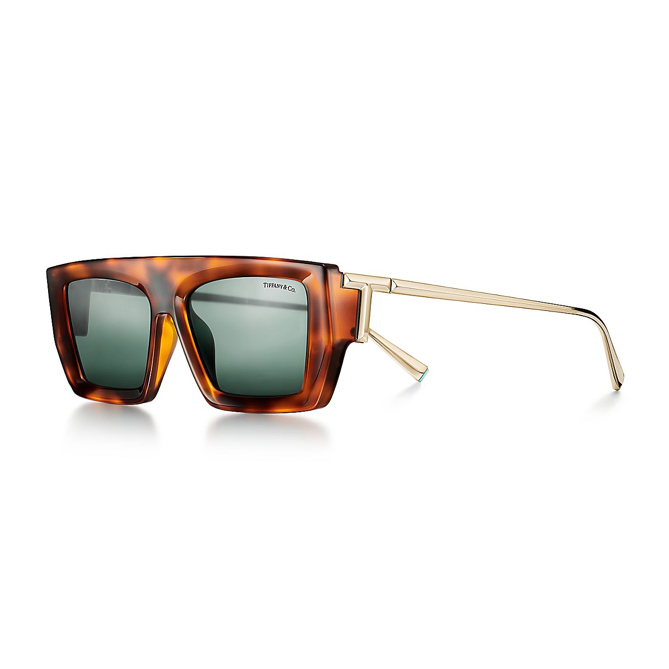 Tiffany T Sunglasses in Tortoise Acetate with Dark Green Lenses