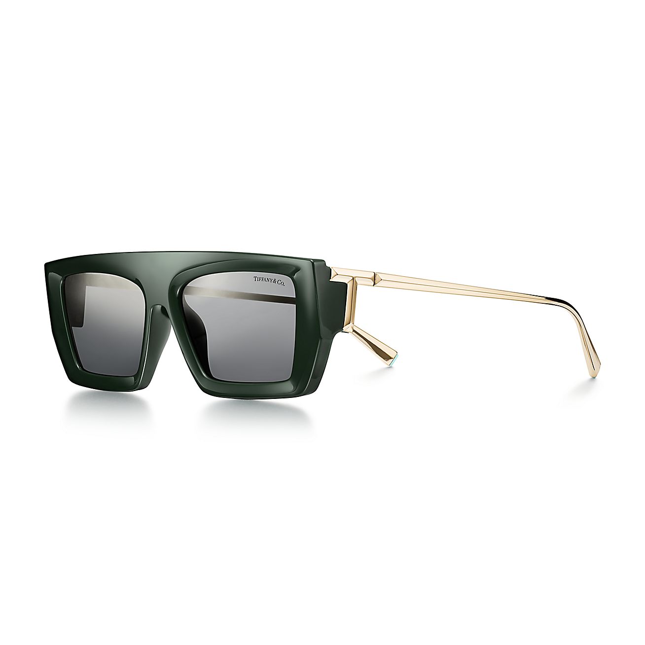 Tiffany T Sunglasses in Dark Green Acetate with Dark Gray Lenses