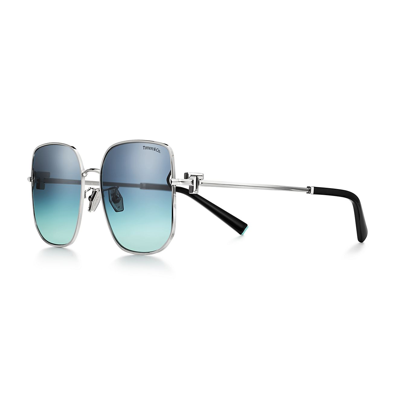 Tiffany T Sunglasses in Silver-colored Metal with Tiffany Blue 