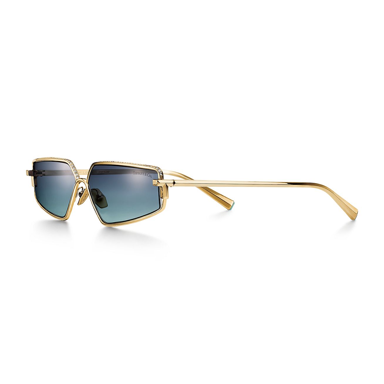 Tiffany & Co. Tiffany T Havana サングラス Asian Fit Tiffany T Sunglasses in Pale Gold-colored Metal with
