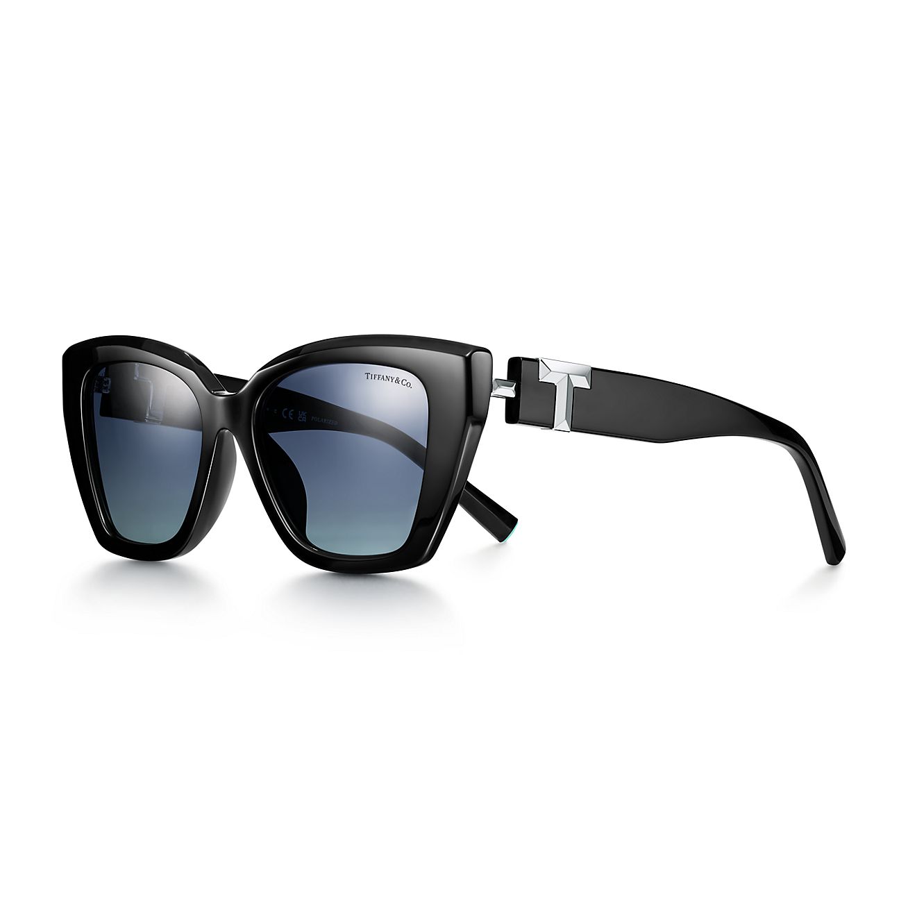 【TIFFANY & CO.】T SUNGLASSES BLACK Tiffany T Sunglasses in Black Acetate with Azure Dark Blue