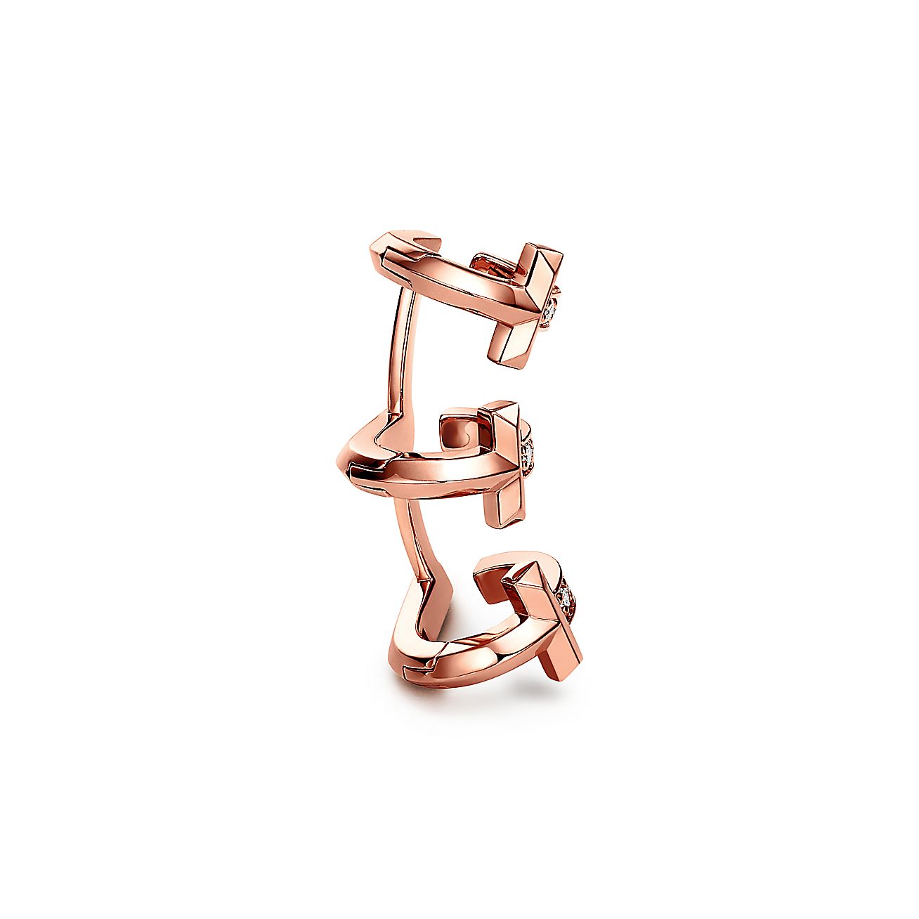 Tiffany T T1 Ear Cuff in Rose Gold with Diamonds - Alternate shot 1