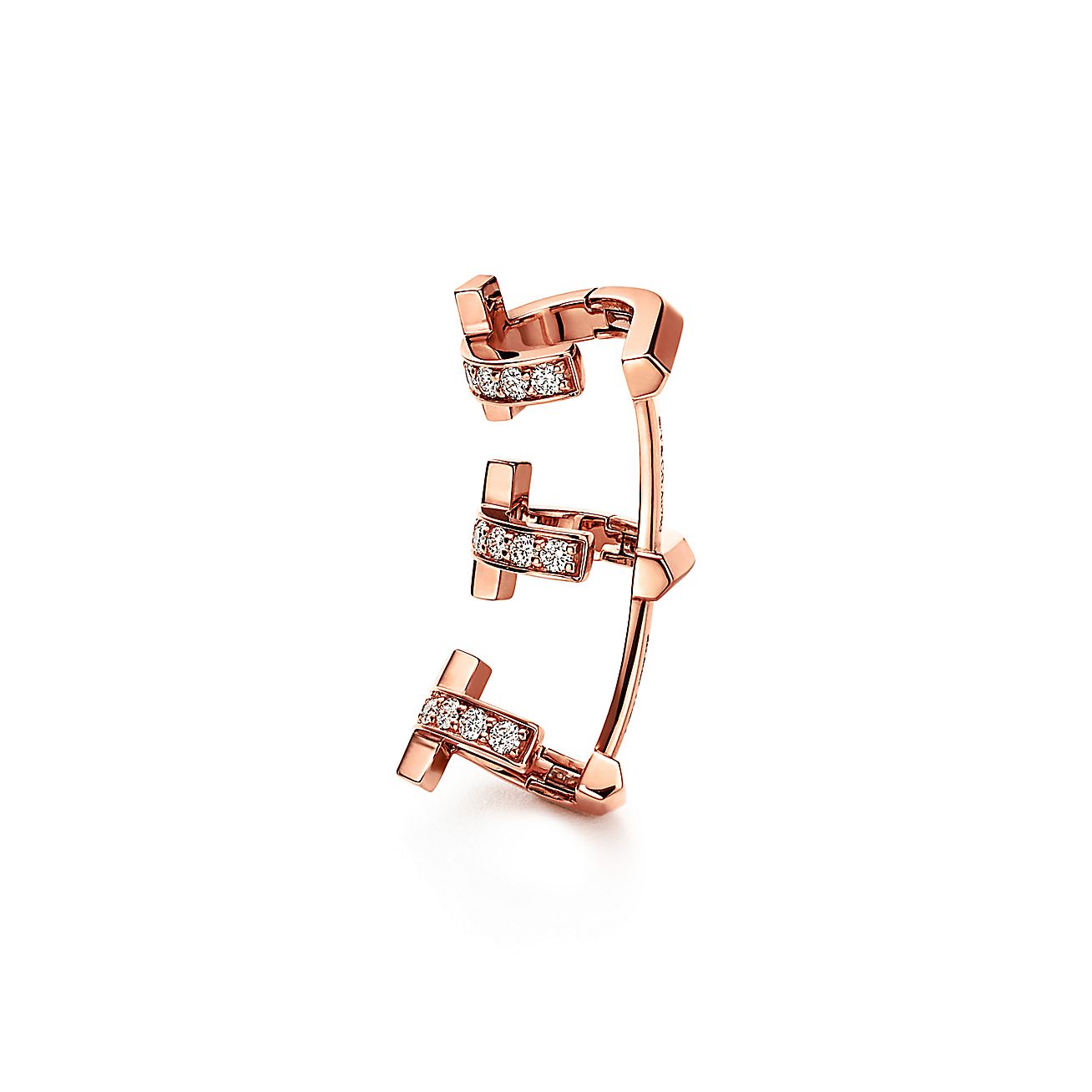 Tiffany T T1 Ear Cuff in Rose Gold with Diamonds - Alternate shot 1 - Alternate shot 2