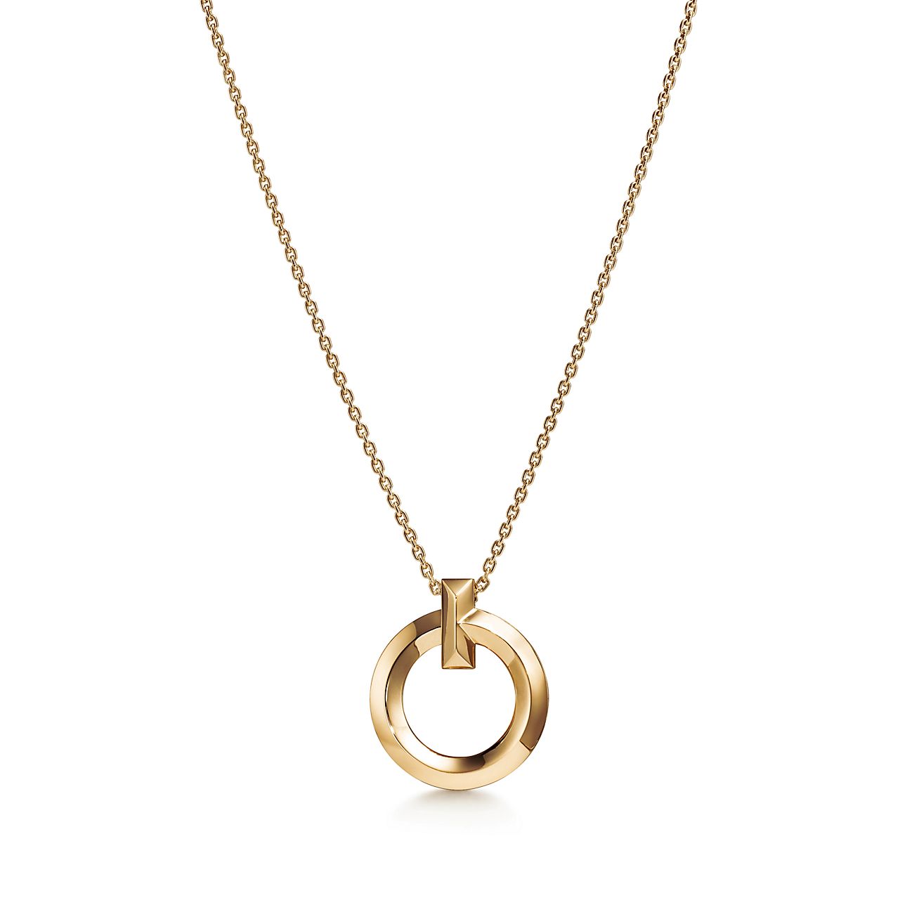 Tiffany T T1 circle pendant in 18k rose gold with diamonds