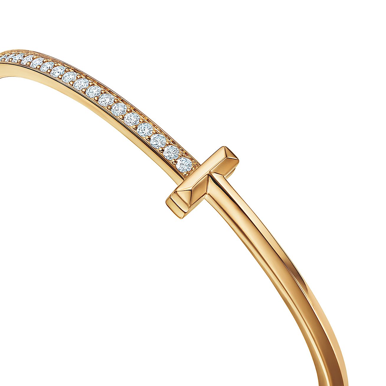 Tiffany T T1 Hinged Bangle Bracelet in White Gold, Narrow, Size: Large