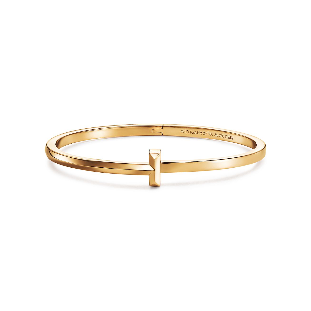 Tiffany T T1 narrow hinged bangle in 18k gold, medium. | Tiffany & Co.