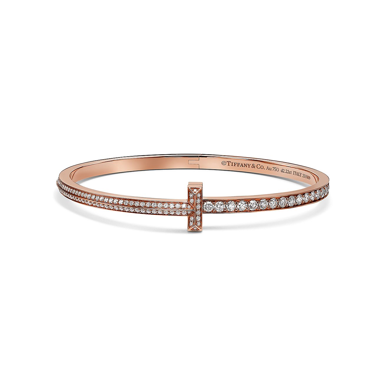 Tiffany T:T1 Narrow Pavé Diamond Hinged Bangle In White Gold | Tiffany