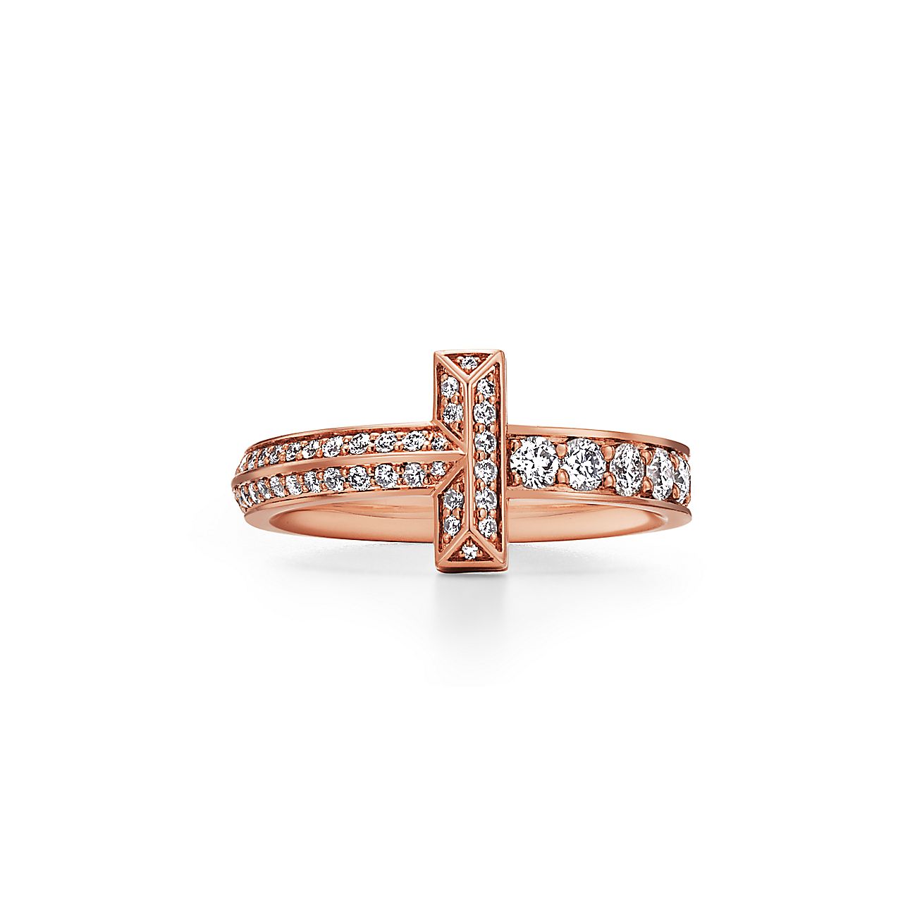 Tiffany T T1 Narrow Ring in Rose Gold with Diamonds Tiffany Co