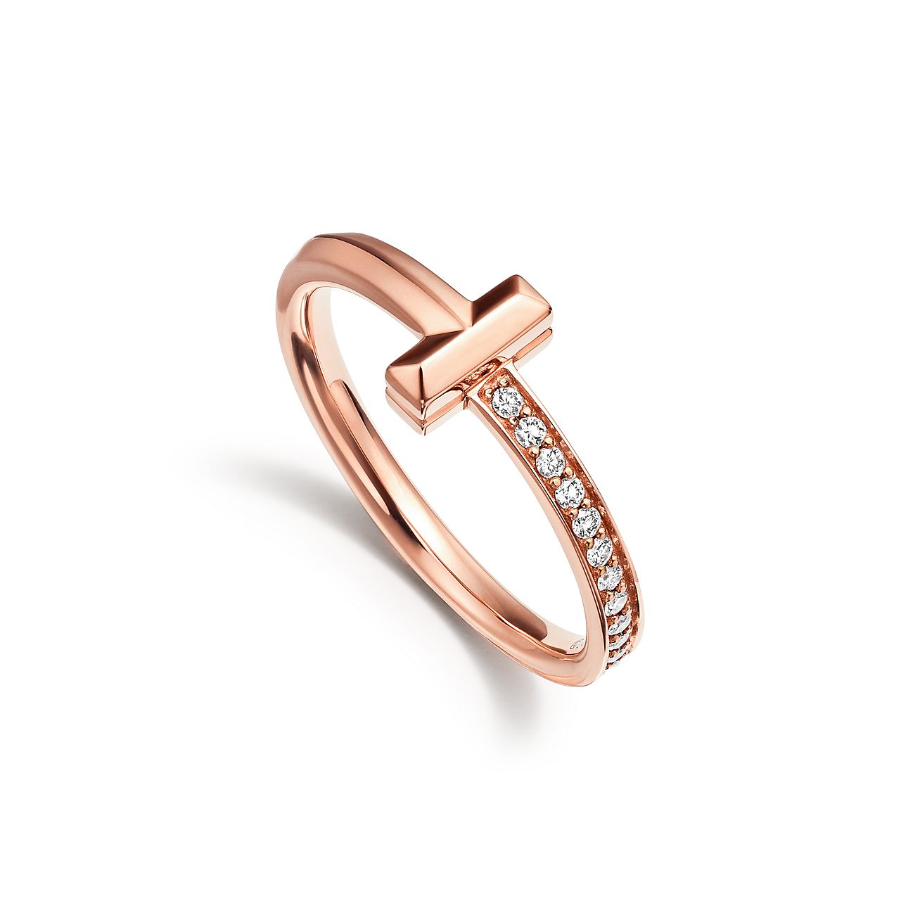 Tiffany T T1 Ring in Rose Gold with Diamonds, 2.5 mm | Tiffany & Co.