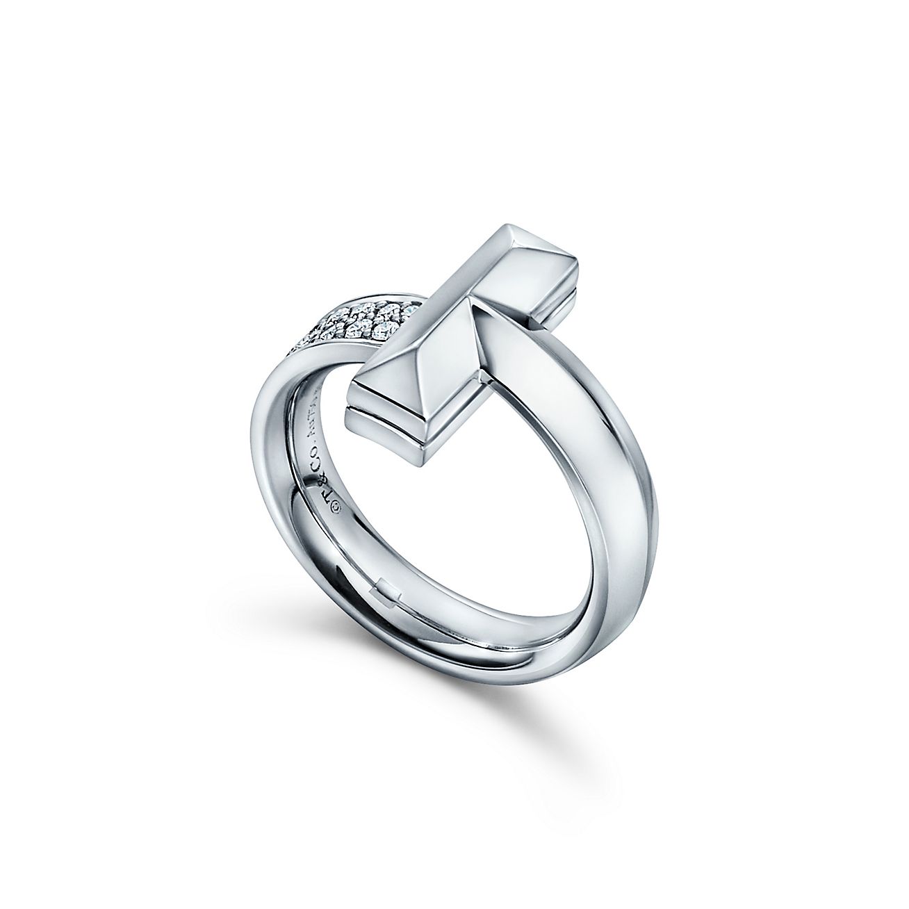 Tiffany T T1 Ring in White Gold with Diamonds, 4.5 mm Wide 