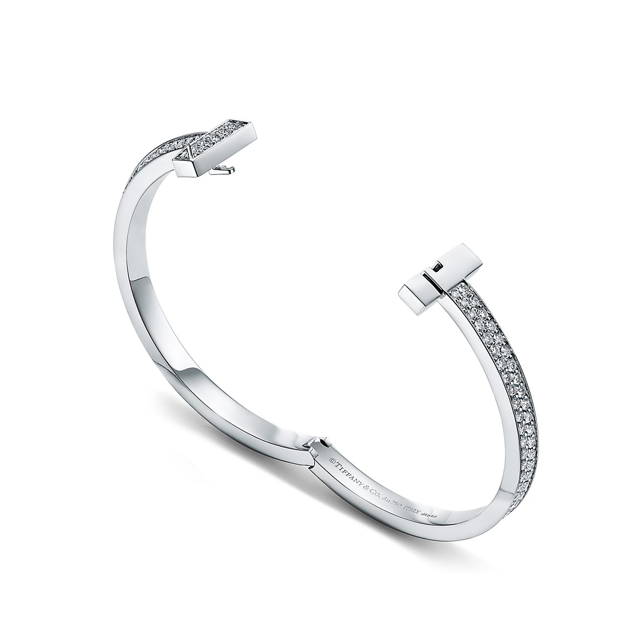 Tiffany T T1 Wide Diamond Hinged Bangle in White Gold Tiffany T T1 Wide Diamond Hinged Bangle in White Gold