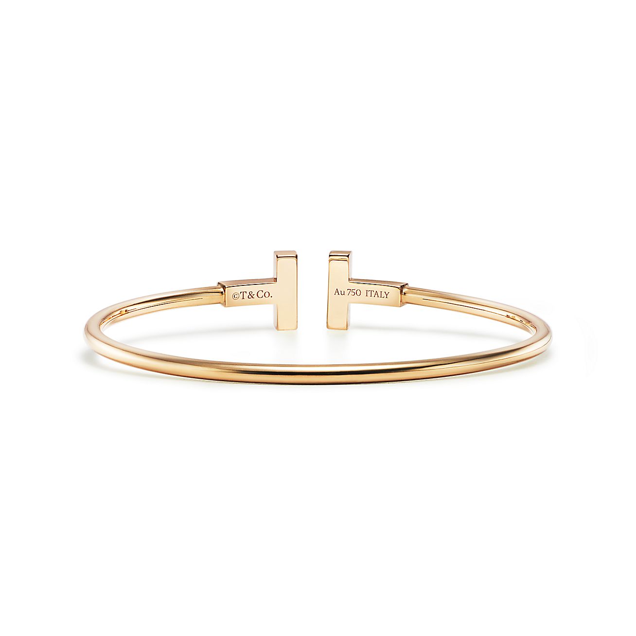 Tiffany T tiger's eye wire bracelet in 18k gold, small. | Tiffany & Co.