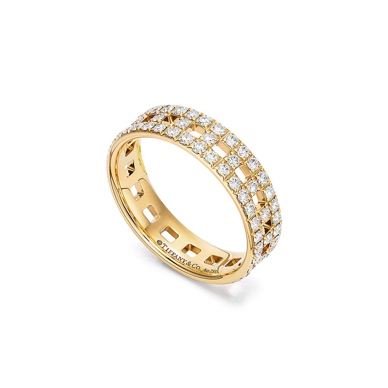 Tiffany T True Wide Ring in Gold with Pavé Diamonds - Alternate shot 1