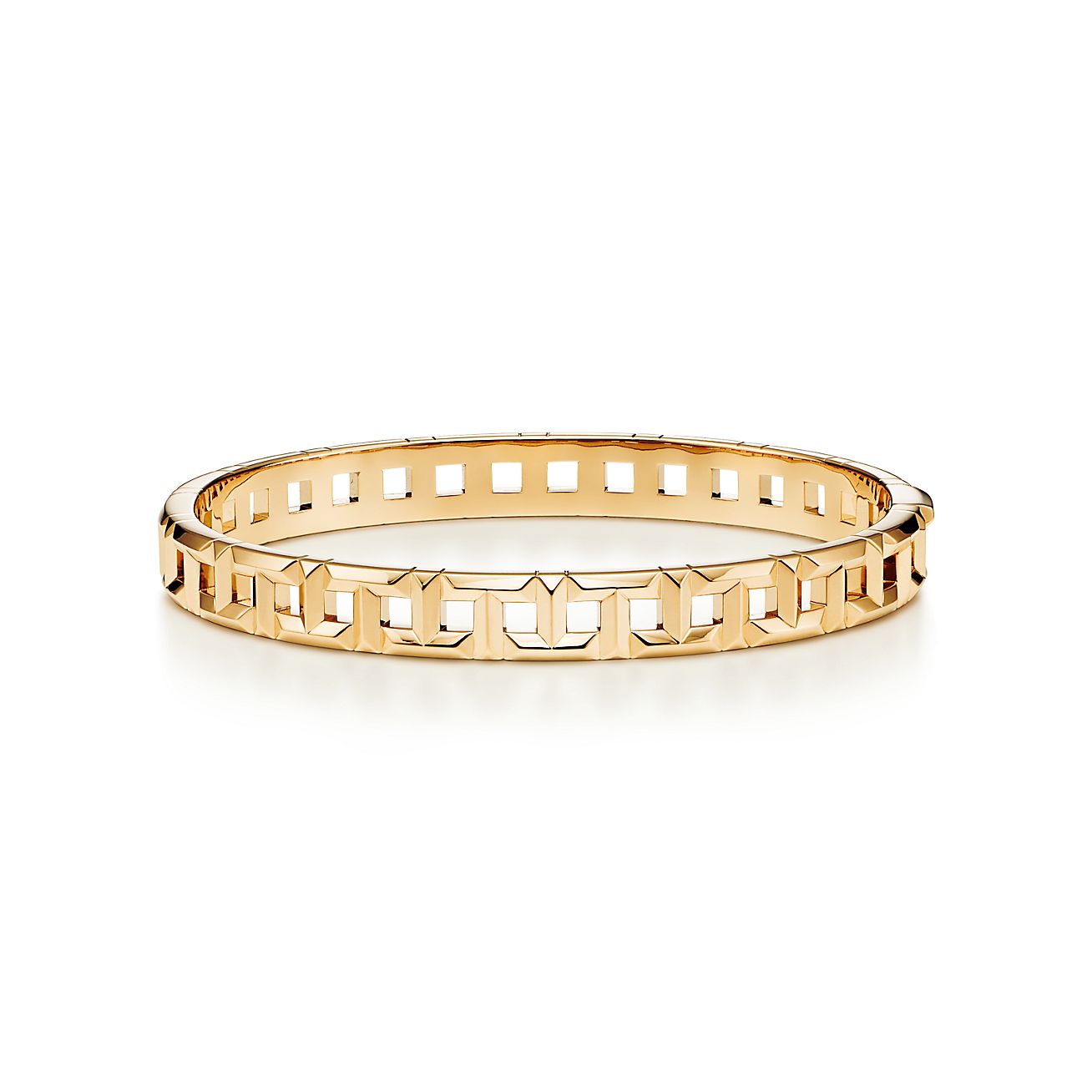 Tiffany T True narrow hinged bangle in 18k gold, large. | Tiffany & Co.