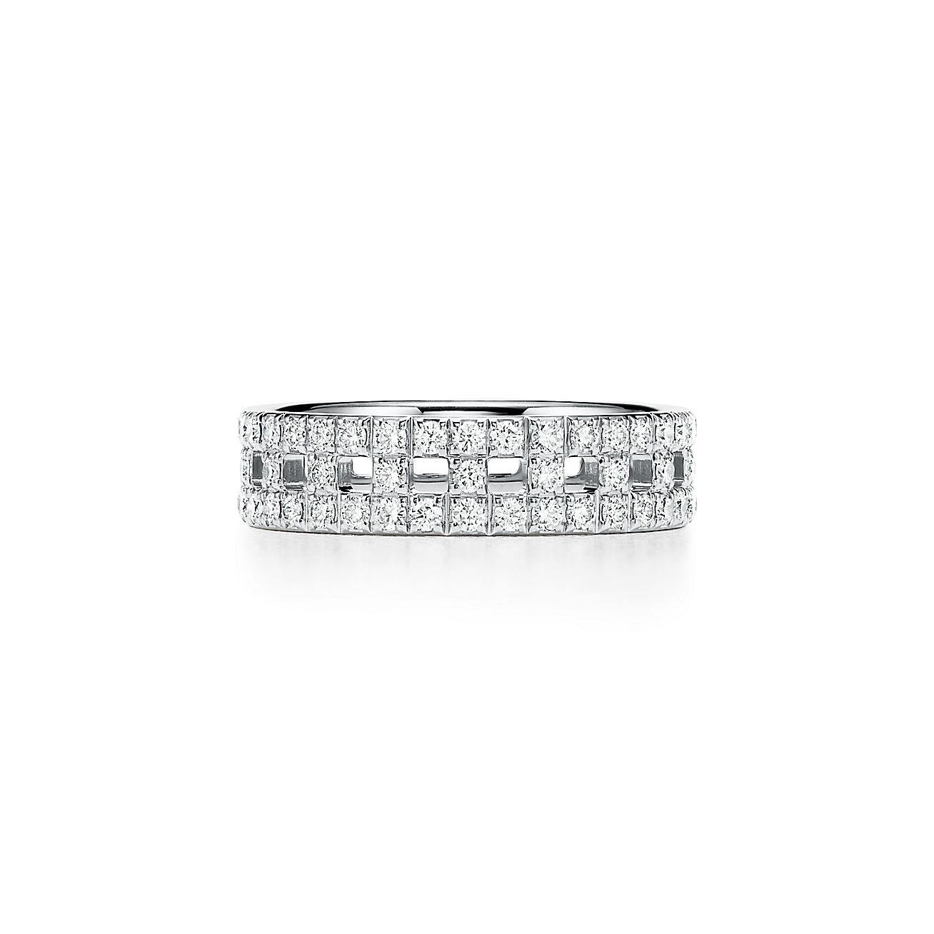 dubbele stap in meer Tiffany T True wide ring in 18k white gold with pavé diamonds, 5.5 mm wide.  | Tiffany & Co.