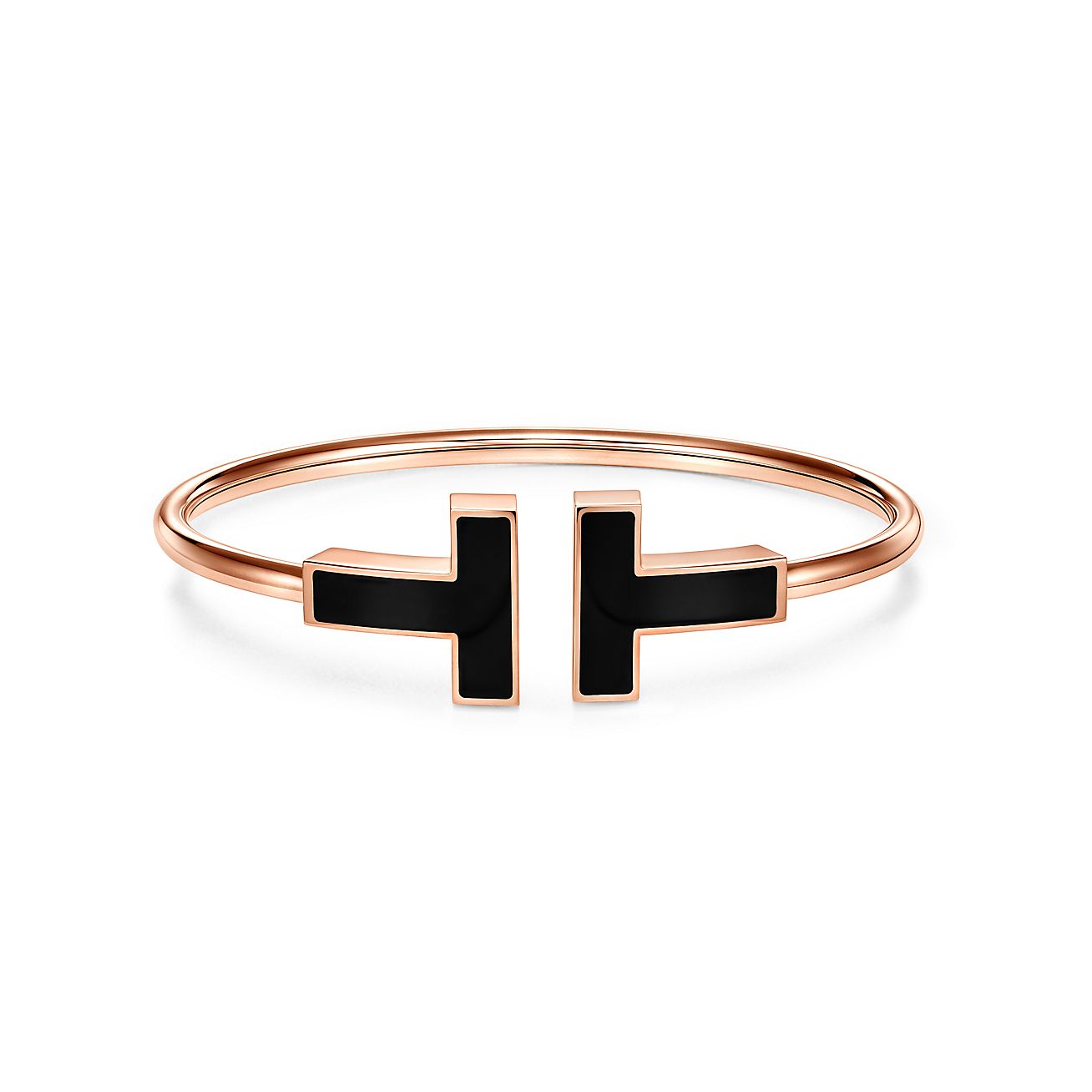 Tiffany T wide black onyx wire bracelet 