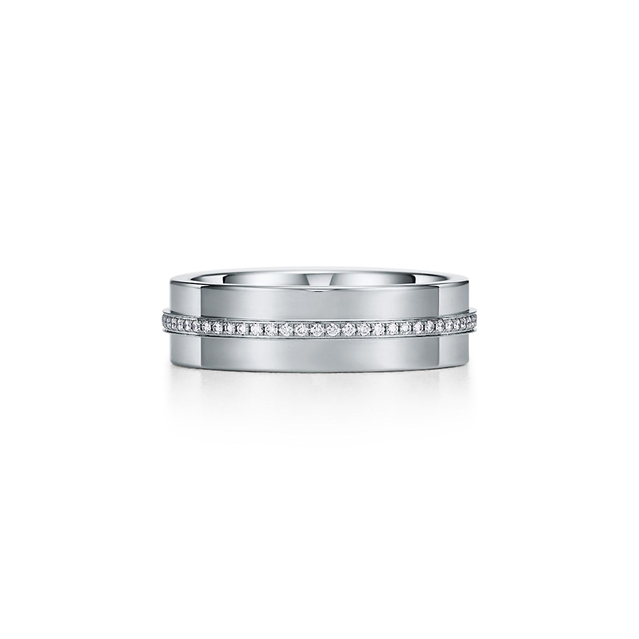 Tiffany T wide diamond ring in 18k white gold, 5.5 mm wide 