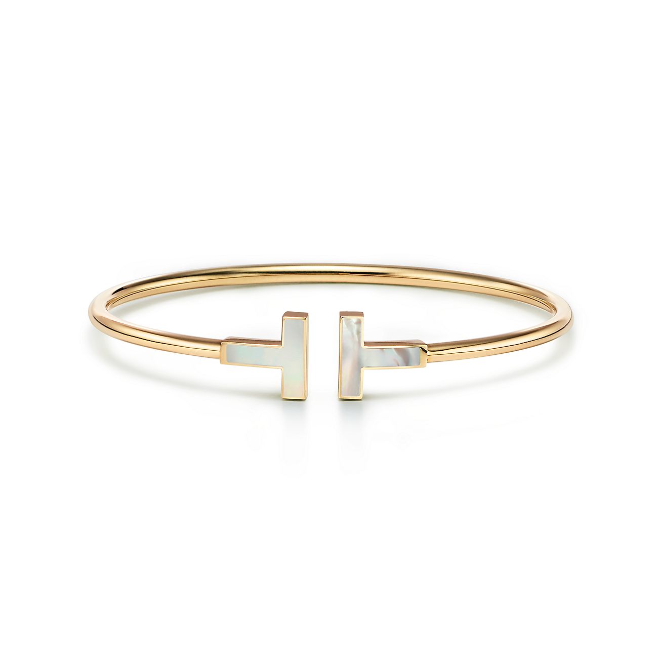 Tiffany T Wire Bracelet in Yellow Gold with Mother-of-pearl | Tiffany & Co.