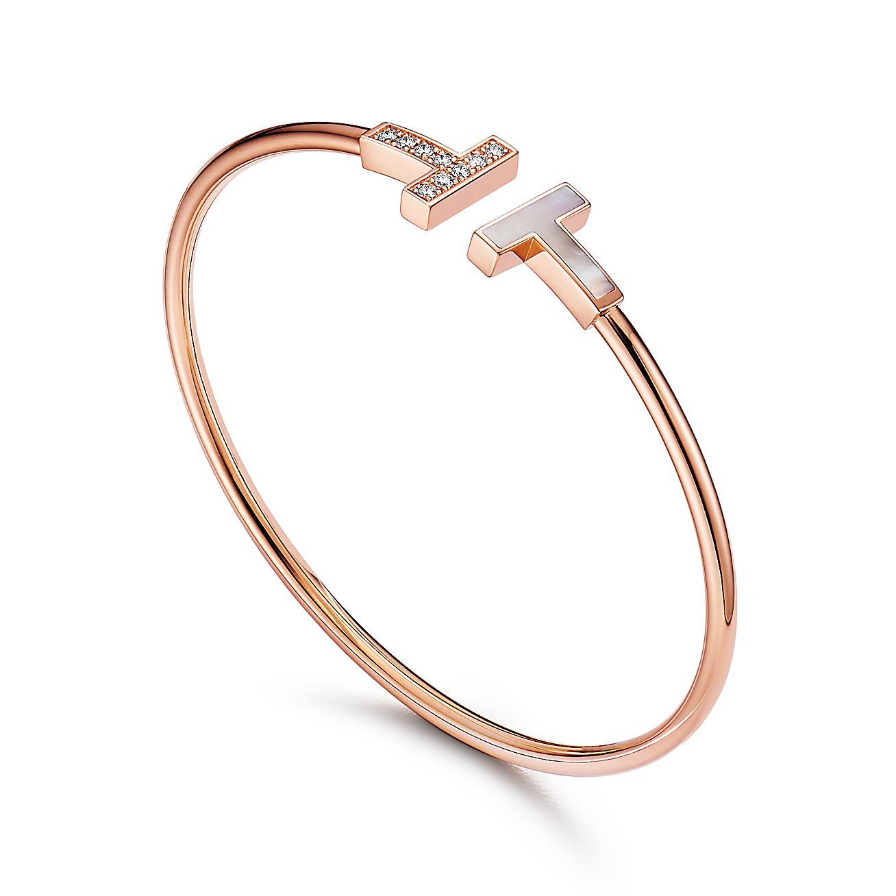 Tiffany T Diamond Wire Bracelet in 18K Gold, Medium