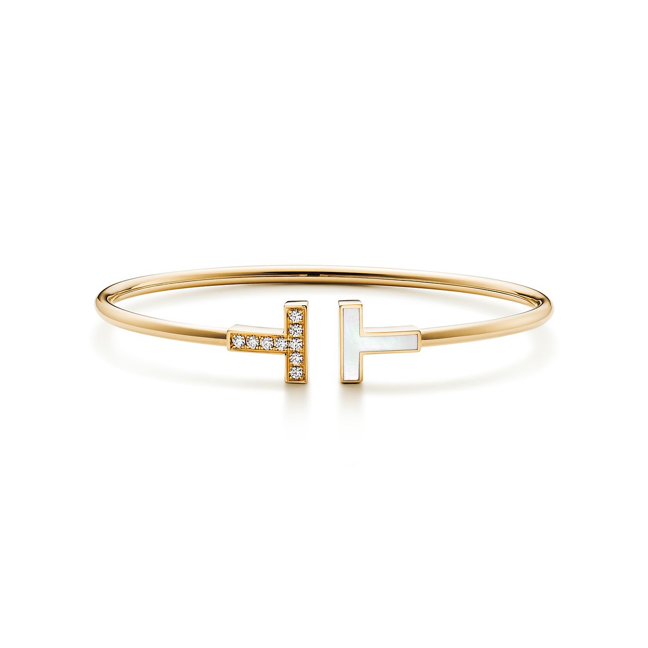 Tiffany TWire Bracelet in Yellow Gold with Mother-of-pearl and Diamonds