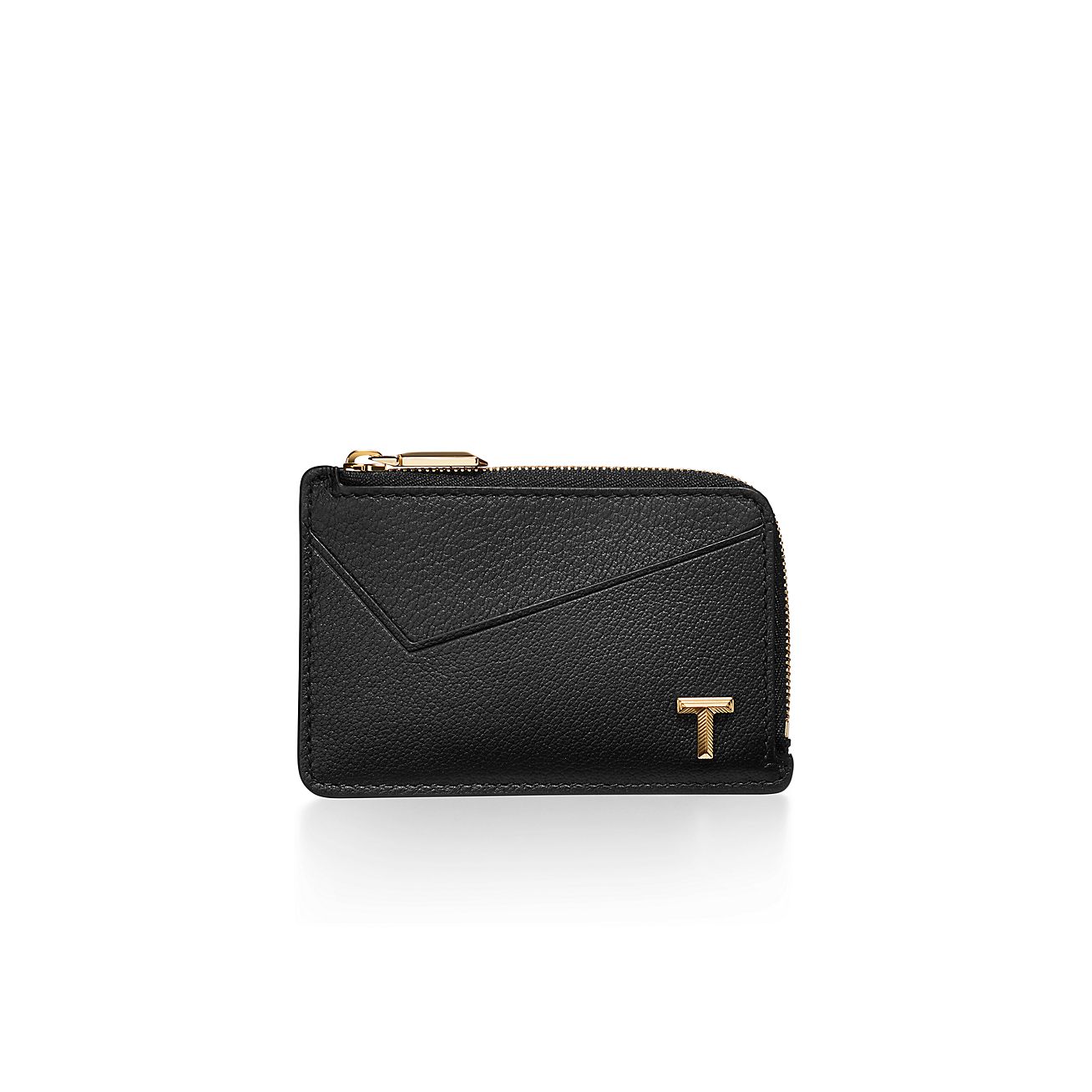 Tiffany T Zip Card Case in Black Leather | Tiffany & Co.