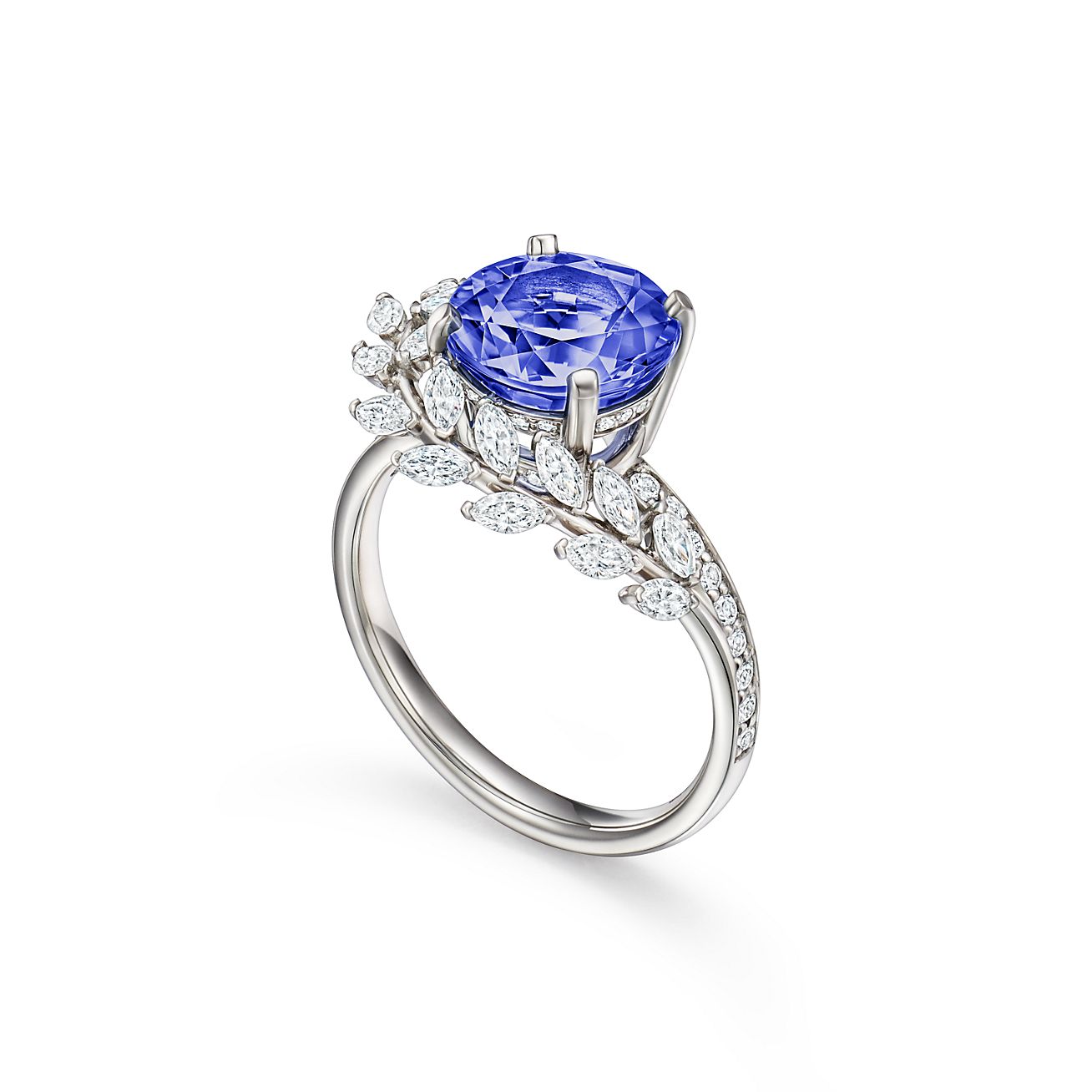 Bague Vigne Tiffany Victoria platine 950 milli mes avec tanzanite