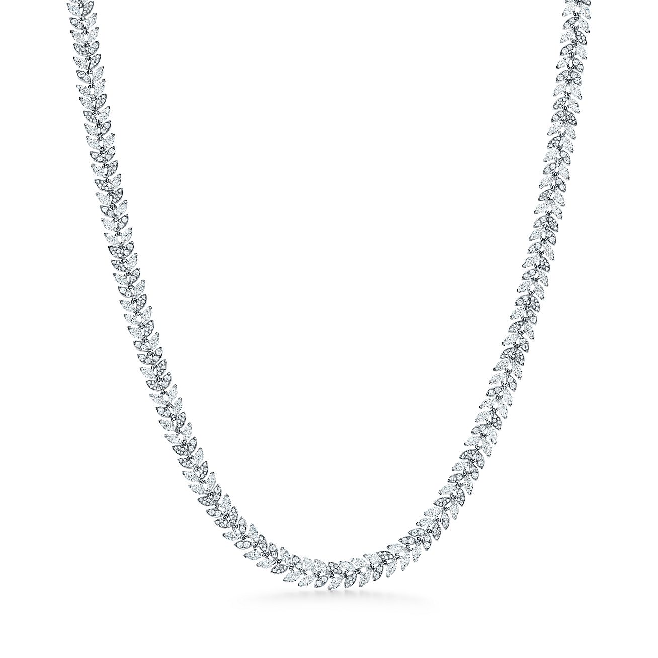 Tiffany Victoria® diamond vine necklace in platinum, 16".