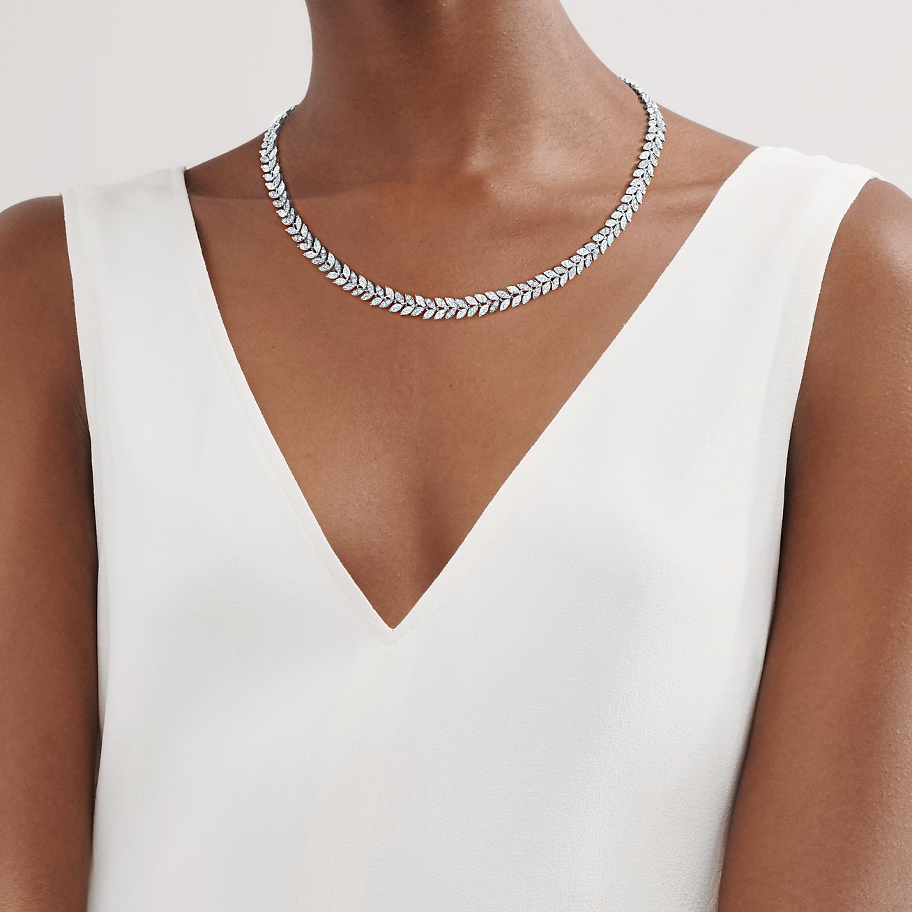Tiffany Victoria® diamond vine necklace in platinum, 16". - Alternate shot 1 - Alternate shot 2 - Modal shot 1