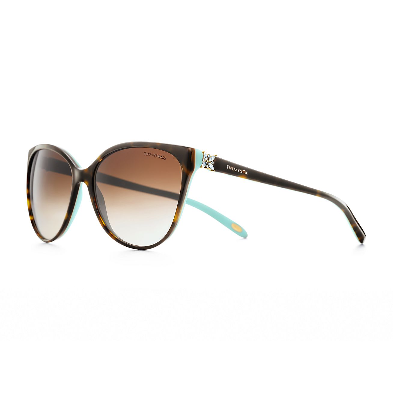 Tiffany Victoria Cat Eye Sunglasses In Havana And Tiffany Blue