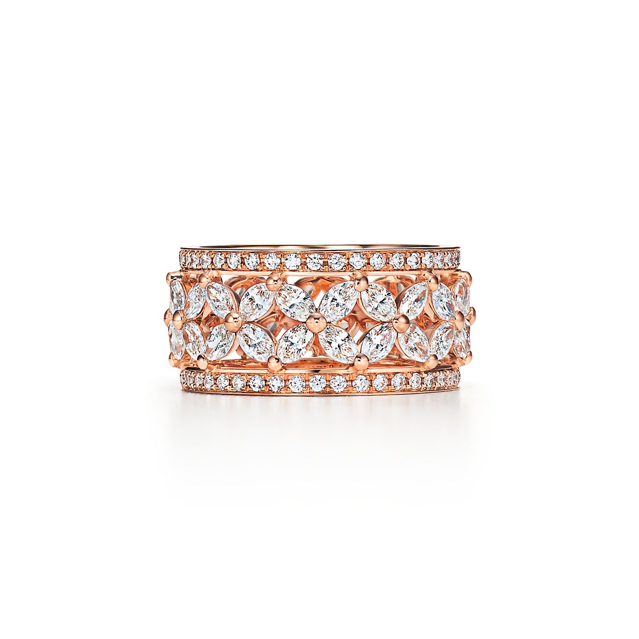 Tiffany Victoria® diamond band ring in 18k rose gold. | Tiffany & Co.
