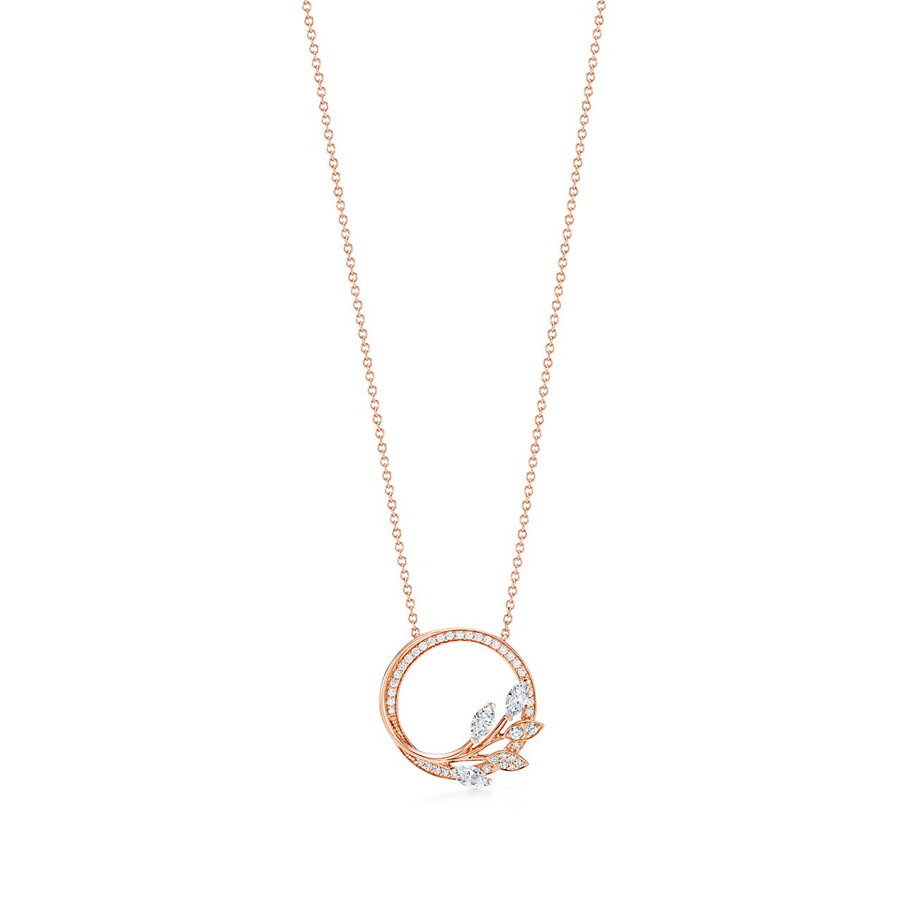 Tiffany T smile pendant in 18k rose gold with diamonds, mini. | Tiffany &  Co.