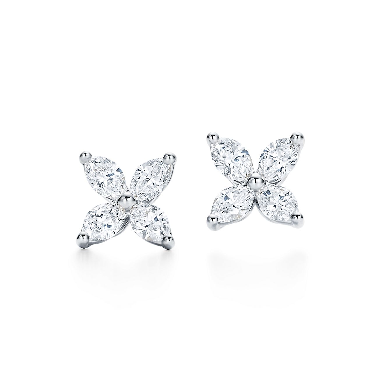 Tiffany Victoria® earrings in platinum with diamonds, small. | Tiffany & Co.