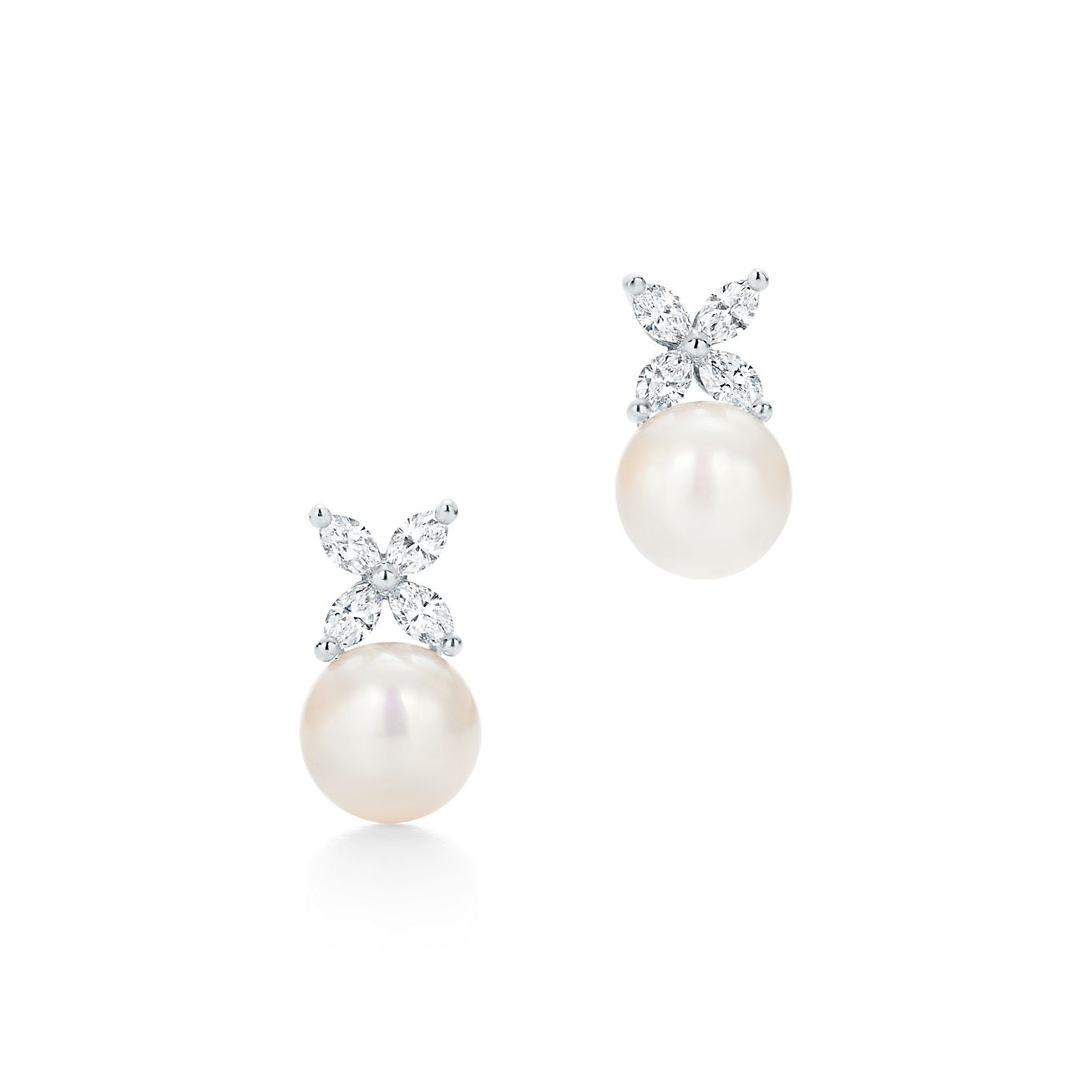 Tiffany Victoria® earrings in platinum with diamonds, mini. | Tiffany & Co.