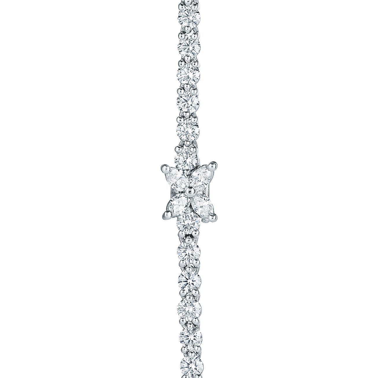 Tiffany Victoria™ graduated line necklace in platinum with diamonds.