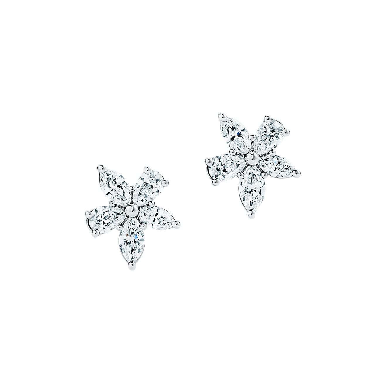 Tiffany Victoria® mixed cluster earrings in platinum with diamonds ...