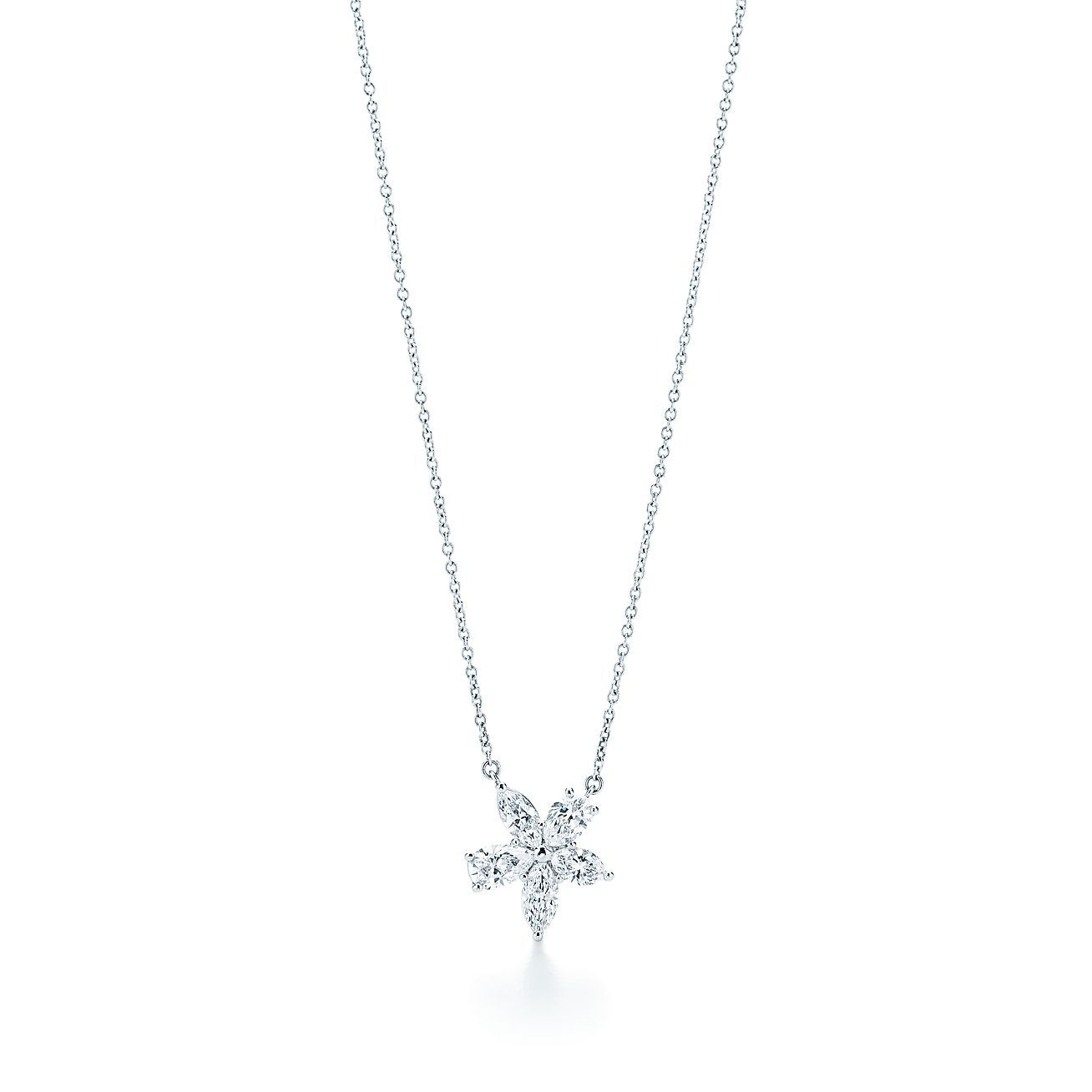 Tiffany Victoria™ mixed cluster pendant in platinum with diamonds, large. |  Tiffany & Co.