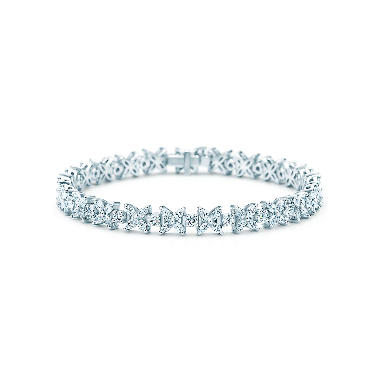 Tiffany Victoria® narrow alternating bracelet in platinum with diamonds ...