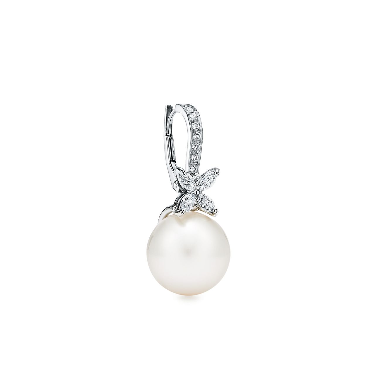 tiffany pearl and diamond earrings
