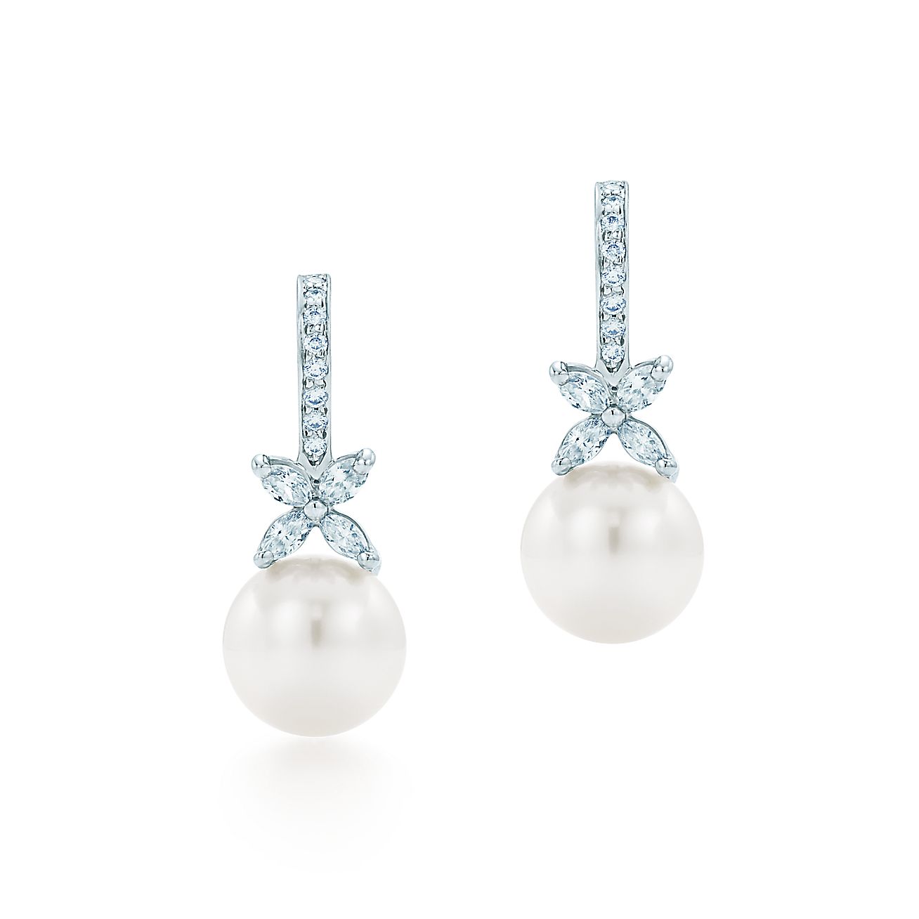 Tiffany Victoria™ earrings in platinum with South Sea pearls and ...