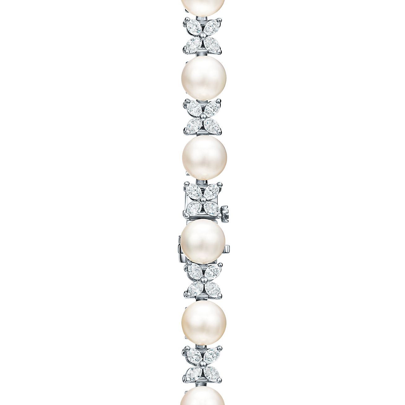 Tiffany Victoria Tennis Bracelet in Platinum with Diamonds and Pearls