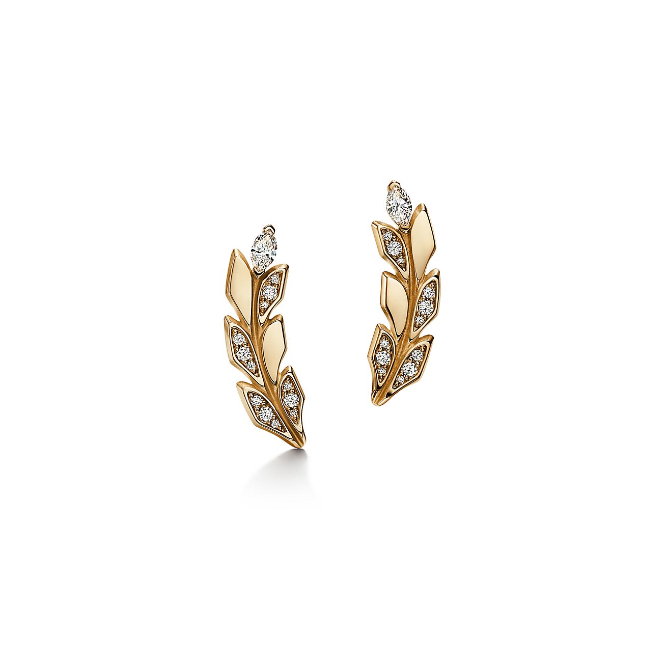 Tiffany Victoria® Vine Climber Earrings in Yellow Gold with Diamonds ...