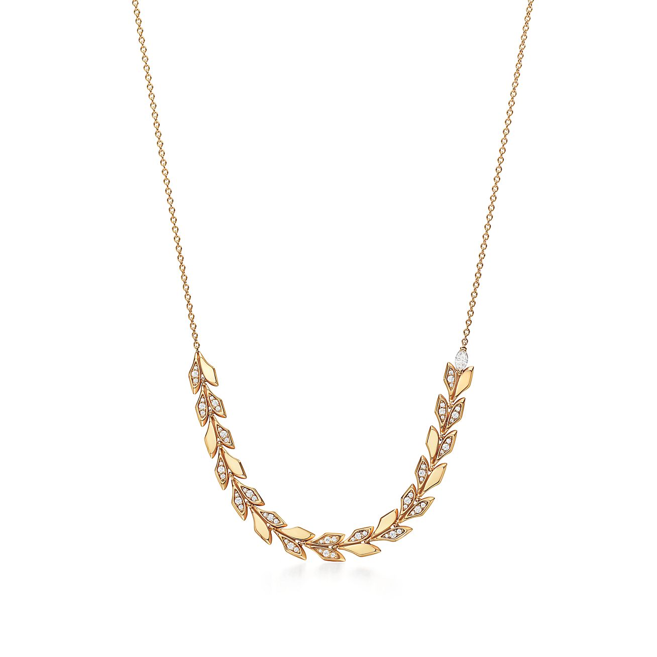 Tiffany Victoria®Vine East West Pendant
in Yellow Gold with Diamonds