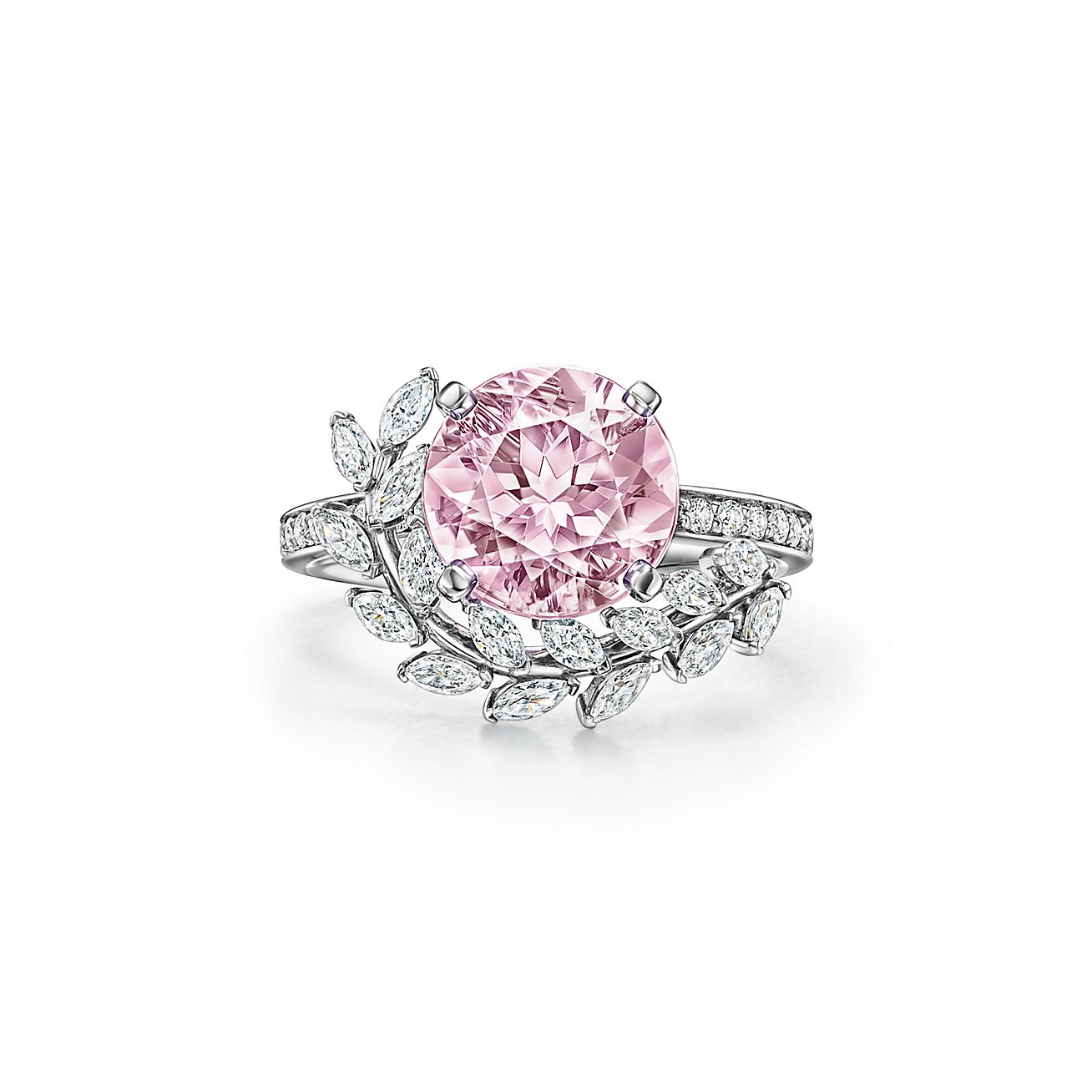 Blijven Formulering Reflectie Tiffany Victoria® Vine Ring in Platinum with a Morganite and Diamonds |  Tiffany & Co.