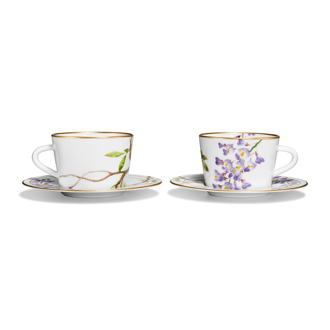 Tiffany Wisteria Teacup and Saucer Set of Two, in Porcelain